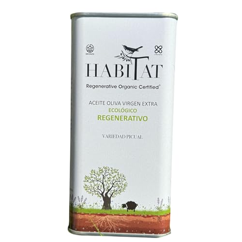 HABITAT AOVE - Aceite de Oliva Virgen Extra Regenerativo Picual – Lata 500 ml Opaca y Reciclable – Extracción en Frío, Recolección Temprana – Ideal para Ensaladas, Tostadas y Cocina en Crudo