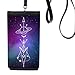 Starry Sky Alien Totem Pattern Phone Wallet Purse Hanging Mobile Pouch Black Pocket