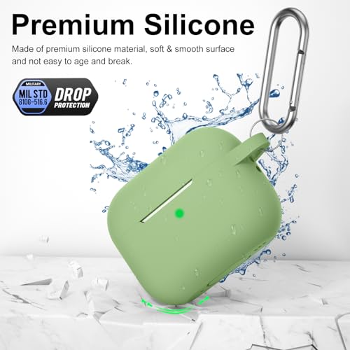 Image of for AirPods Pro 2nd 1st Generation Case Cover with Keychain, Protective Soft Silicone Skin Accessories for Apple AirPods Pro Charging Case 2022 /2019, Front LED Visible, Matcha