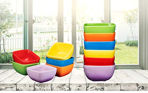 Bruntmor 26 Oz Multicolor Porcelin Ceramic Square Soup Bowls With Handles, Soup Crocks Set Of 6, Large Soup Bowls For Kitchen, Side Dish, Soup, Cereal,Ice Ice Cream And Salad, Perfect For Christmas #TOP4