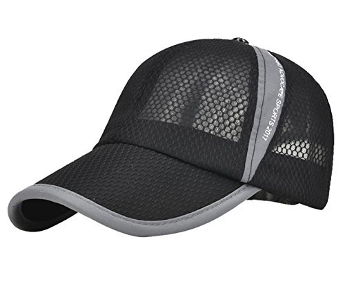 Men's Women's Peaked Mesh Sunscreen Cap Sports Hats For Fishing Tennis Baseball Beach Board Running Hiking Travelling Outdoor Light Black #TOP12