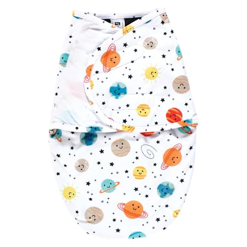 Image of Hudson Baby Unisex Baby Plush Faux Fur Swaddle Wrap, Happy Planets, 0-3 Months