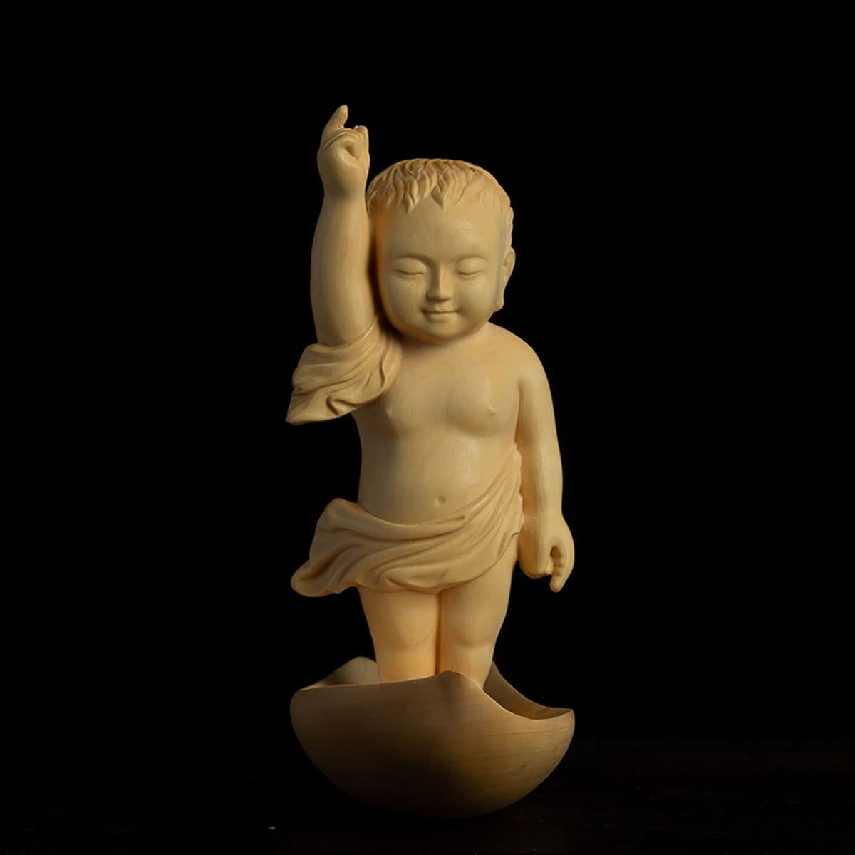 Amazon｜仏像 木彫り 釈迦誕生仏 立像 ツゲ製高級木彫り ミニチュア