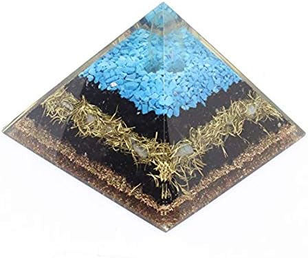 Orgone Pyramid Energy Generator Turquoise Black Tourmaline Pyramid for Emf Protection Detoxification Meditation Yoga Development - Balancing Positive Energy/Chakra Healing and Mental Purification