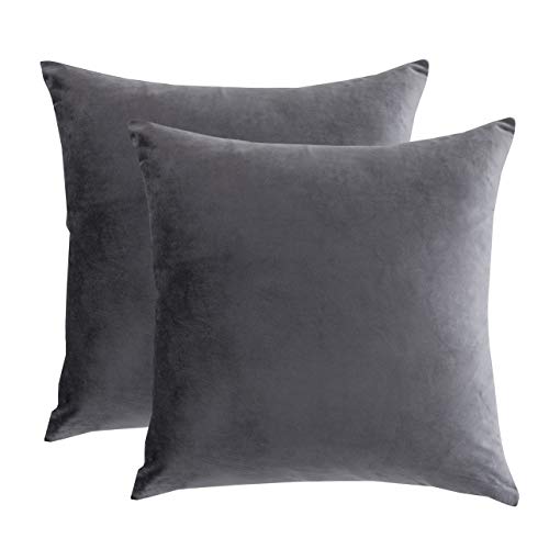 RainRoad Velvet Gray Throw Pillow Covers18x...