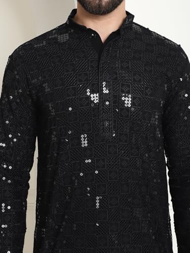 Image of SOJANYA (Since 1958 Men's Cotton Embroidered Sequinned Long Kurta