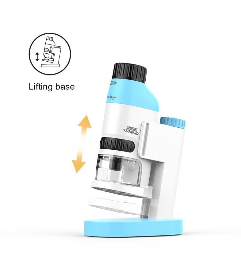 Image of Tobo Portable Pocket Microscope with Adjustable Zoom 60-120x, Handheld Scientific Experimental Equipment (Sky Blue and White) TD-1017IM