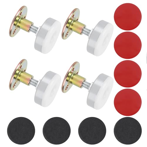 EXAOMBLE Tope del Marco Cama Ajustable de Acero Inoxidable y Goma, Herramienta Antivibración Instalación Rápida para Dormitorio y Armario, Paquete de 4 Piezas
