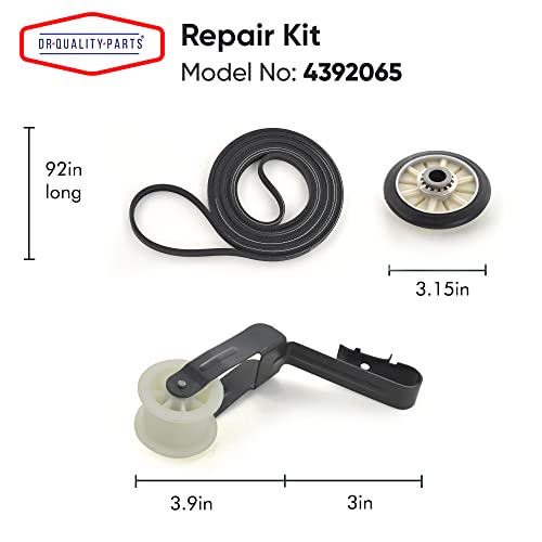 Whirlpool Dryer Repair Kit - Drum Belt 341241, Idler Pulley 691366, 2 Rollers 349241T, 2 Clips Compatible with Kenmore M 