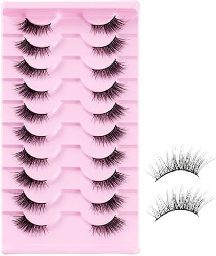 20PCS Half Lashes for Women – Natural Wispy False Eyelashes, Fluffy Volume Strip Fake Lashes, Accent DIY Cluster Faux Eyelashes
