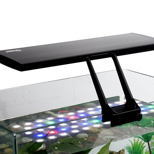 hygger Clip On 24/7 Beleuchtung Aquarium LED-Licht, 12 W Sunrise-Daylight-Moonlight-Modus und DIY-Modus, einstellbarer Timer & Helligkeit, Aquarium-Licht mit 7 Farben für bepflanzte Tanks