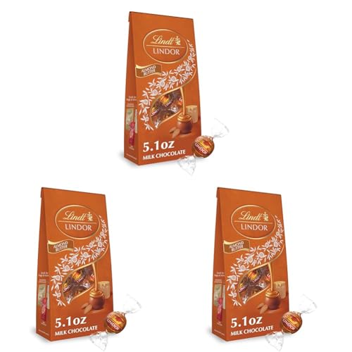 Lindt LINDOR Almond Butter Milk Chocolate Candy Truffles, Milk Chocolate With Almond Butter, 5.1 oz. Bag (18 Pack)