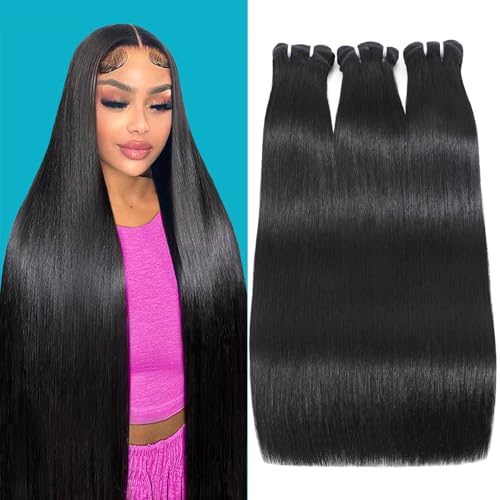 WIGHUB Indian Raw Bundles Human Hair,16A Super...