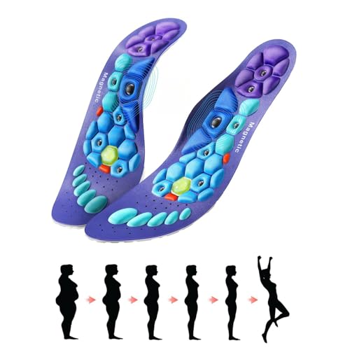 Image of Orthopedic Acupressure Insoles - Reflexology Massage for Pain Relief, Plantar Fasciitis Support, Arch Support, Comfortable Gel Insoles for Men and Women (Blue Pink, L(Men 9.5-12 /Women 10.5-13))
