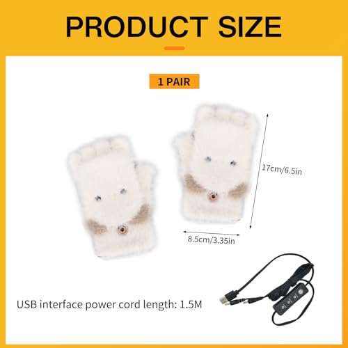 DAZZTIME Beheizbare USB Handschuhe Damen, Half Hands Fingerlos Mit 3 Temperaturstufen, Für Drinnen Oder Draußen – Bild 3