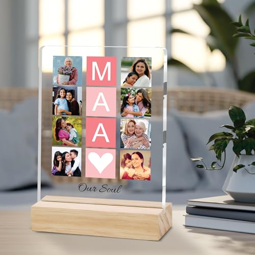 Image of Giftplease Customized Photo Frame With Wooden Stand | Personalised Printed Photo & Text Frame | Gift For Mom | Birthday | Mother's Day | (Transparent, 6x8 Inches, Tabletop) m 12