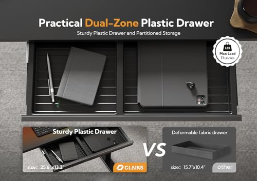 Claiks Standing Desk with Drawers, Electric Standing Desk Adjustable Height, Sit Stand Desk Computer Workstation, 40 Inch, Black