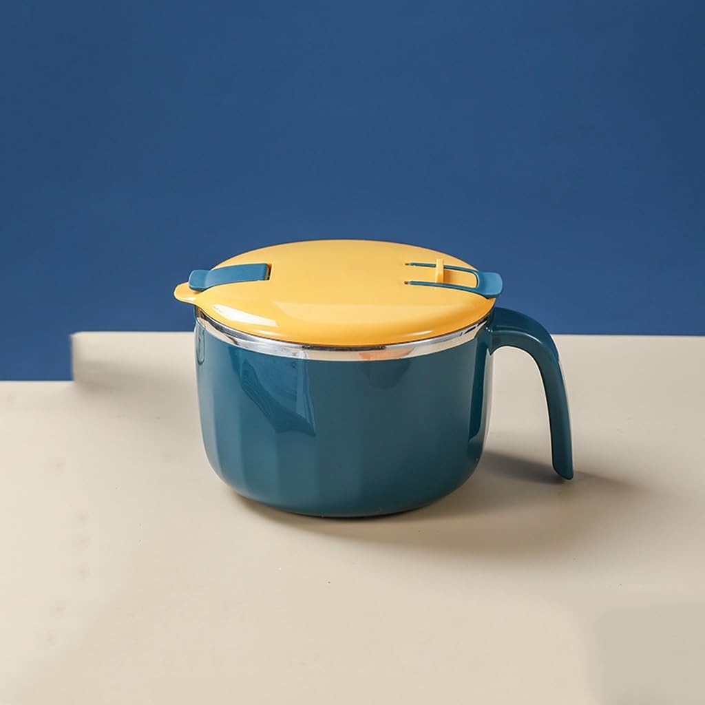 Ramenschüssel aus Edelstahl mit Deckel – ideal für Instant-Nudeln, Reis und Mahlzeiten, perfekt für Cafeteria und Lunchbox