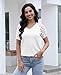 HAOMEILI Women’s Short Sleeve V Neck Tops Lace Shirt Casual Loose T Shirtss S White