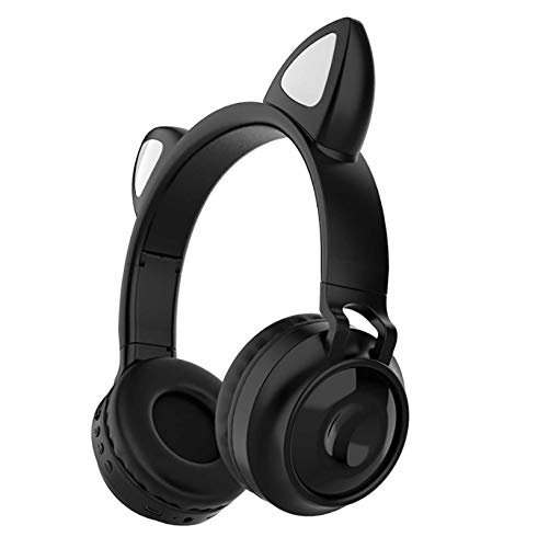 Katze Ohr Gaming Headset,Bluetooth Kopfhörer Mit Mikrofon über Ohr,Faltbare Led-leuchten Kopfhörer Geschenk Für Kinder Erwachsene-Schwarz 7