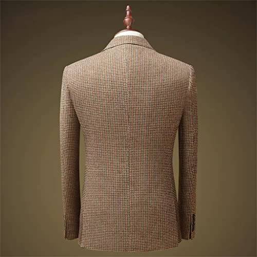 Suit Men's Suit Fit-fit British Small Plaid Formal Business Casual Wedding Banquet Suit Three-Piece Suit(X-Large)4