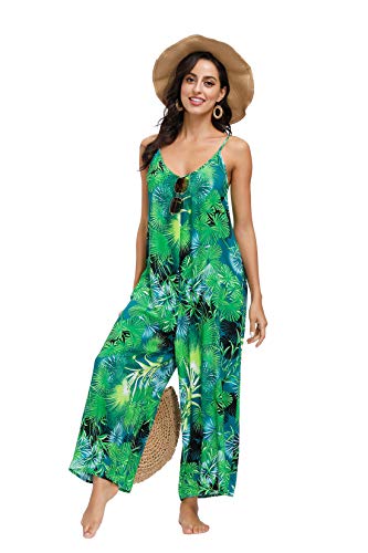 Image of BUENOS NINOS Women's V Neck Floral Maxi Dress Boho Printed Adjustable Spaghetti Strap Ethnic Beach Long Dress with Pockets