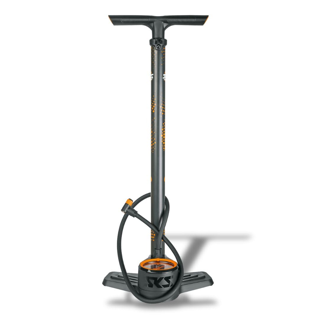 SKS Germany Airkompressor CLIK TEC 10.0 Floor Pump (CLIK TEC Pump Head for the Schwalbe Clik Valve System, Large Precision Pressure Gauge, Long High Pressure Hose, Sturdy Steel Tube, Made in Germany)