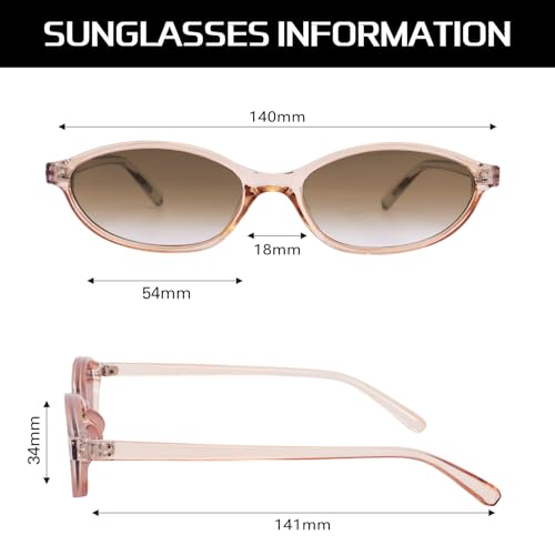 Image of GUVIVI Retro Oval Sunglasses for Women Chic Cat Eye 90s Sunnies Lightweight Narrow Shades Trendy UV protection Sun Glasses