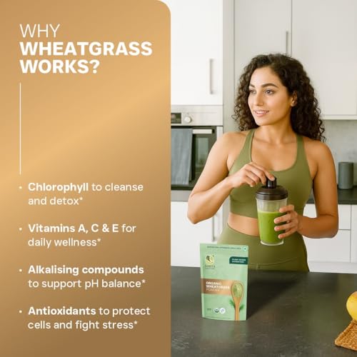 Image of Asmita Organic Farms Organic Wheat Grass Powder 100g | USDA Certified Organic | Natural Energy Booster | Supports Immunity, Detox & Digestion | Superfood Powder for Smoothies & Juices