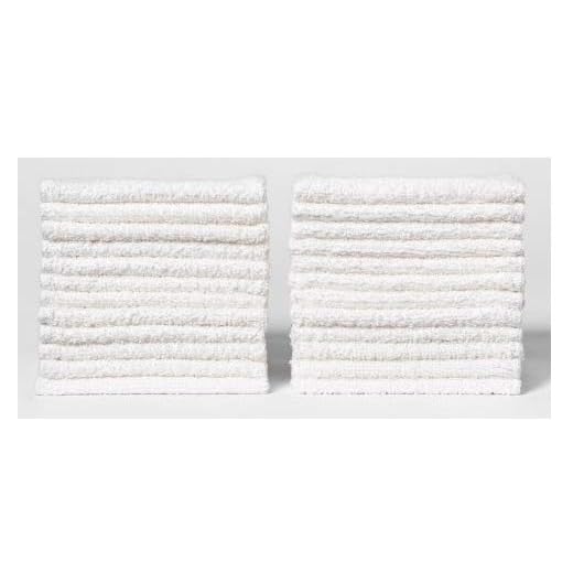 ECO TOWELS 24-Pack Washcloths | Natural Cotton, 12 x 12 Inch, Machine Washable Cleaning Rags and Wash Cloths for Bath Room (24-Pack, White)