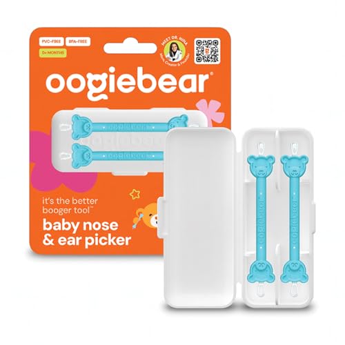 Image of oogiebear: Baby Nose Cleaner & Ear Wax Removal Tool - Safe Booger & Earwax Removal for Newborns, Infants, Toddlers - Dual-Ended - Essential Baby Stuff, Diaper Bag Must-Have, 2 Pack Blue with CASE