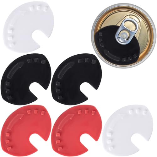HINZIC 6Pcs Soda Can Covers Lids, Silicone Soda Can Lids Black White Red Drink Beer Juice Pop Beverage Can Sealer Cap Closer Top Protector Fizz Keeper Spill Guard