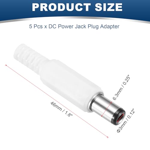 MECCANIXITY 5 Piezas Adaptador Conector DC Macho 6.3mm x 3.0mm miniatura 2