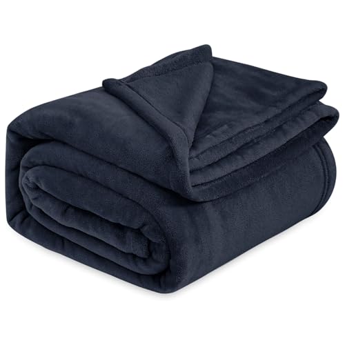 Image of Cloth Fusion Nimbus 280 GSM Fleece Blanket, Navy Blue, Single 58x86 inches | Double-Brushed Both Sides, Anti-Pilling Weave, Colour-Lock Dye, Reinforced Stitching, Machine Washable