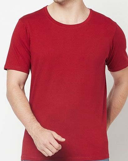 Image of Men's Plain Cotton Crew Neck T-Shirt Regular Fit Short Sleeve Tee