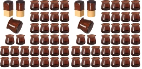 Image of 32 Pcs Silicone Chair Leg Floor Protectors for Hardwood Floors, Brown Felt Bottom Chair Leg Covers, Free Moving Table Leg Covers, Stool Leg Protectors Caps(Large fit : 1.3'' - 2'') (Pack of 2)