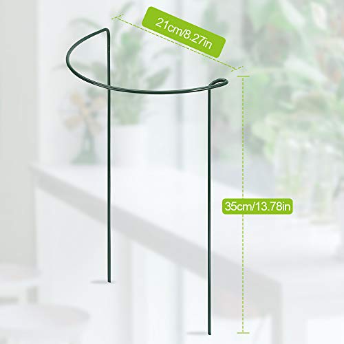 IPSXP Plant Support Stake, 8-Pack Half Round Metal Garden Plant Supports, Green Garden Plant Support Ring, Garden Border Supports, Plant Support Ring Cage for Tomato, Roses, Hydrangea, Flowers Vine - Thumbnail 2