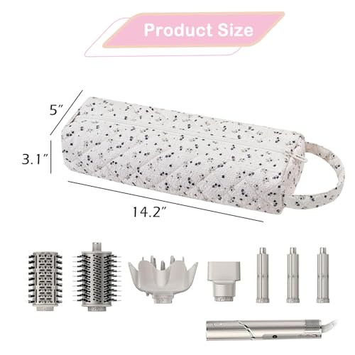 Image of RSRSLEII Quilted Hair Tools Travel Bag,Hair Styling Accessories Storage Case for Shark FlexStyle, Dyson Airwrap Hair Dryer, Curling Iron, Revlon Hair Tools,Portable and foldable(11Dark Blue Flower)