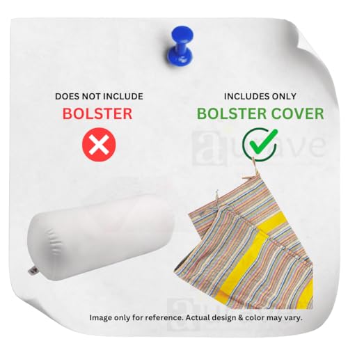 Image of AURAVE Woven Cotton 144 TC Printed Bolster Cover with Drawstring Closure, Set of 2, Soft Breathable Durable Machine Washable for Sofa Bed & Home Decor, 15 inchx30 inch, Mustard | Cover Only