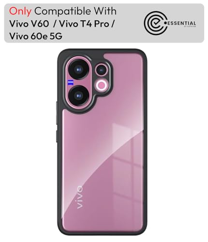 Image of KAPAVER Essential Back Cover Case Compatible with Vivo V60 - Clear Black (PC+TPU) (Vivo V60 - Clear Black)