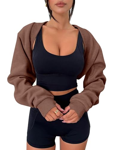 Image of Amarmia Women's Bolero Sweater Shrugs Y2K Open Front Workout Sweatshirt Long Sleeve Crop Tops