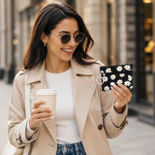 Image of PALAY 2Pcs Coin Purse for Women Daisy Print PU Leather Zipper Wallet