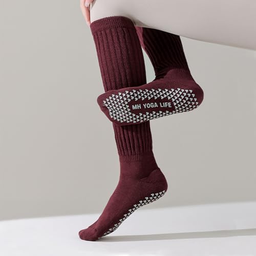 Image of Non Slip Pilates Grip Socks for Women Yoga Barre Knitted Cotton | Full Foot Sticky Silicone,Soft Breathable Comfortable,Durable Washable Anti Skid,Gentle Arch Compression Support