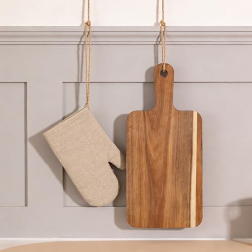 6 Pzs Tabla de Cortar de Madera Acacia con Mango 15x7 pulg miniatura 7
