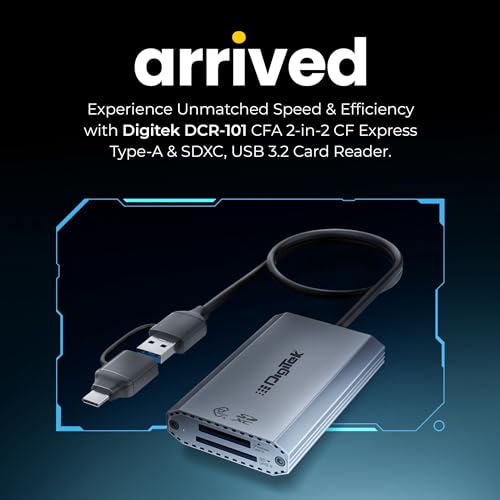 Image of DIGITEK (DCR-101 CFA) 2 in 2 Express Type A & SDXC USB 3.2 Card Reader, Support SD /SDHC /SDXC /UHS-I /UHS II Cards, Support Mac OS, iPad OS, Window, Android, Linux & Harmony, Bidirectional Data Transfer
