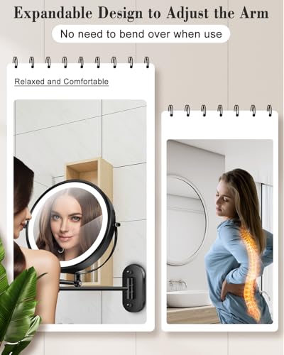 Image of 20X 9 inch Wall Mounted Magnifying Makeup Mirror with Light Height Adjustable