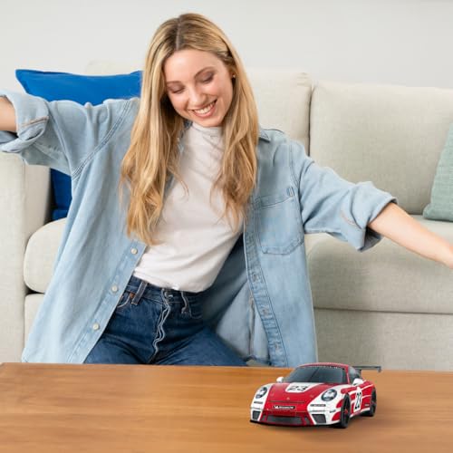 Ravensburger - Puzzle 3D Véhicules - Porsche 911 GT3 Cup Salzburg avec grille de construction - A partir de 10 ans - 108 pièces numérotées à assembler sans colle - Accessoire de finition inclus -11558