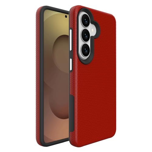 Image of NOXO Ultra-Hybrid Triangle Back Case Cover for Samsung Galaxy S26 | Shockproof Design | Camera Protection | Soft TPU & Rugged PC | Bumper Cases and Covers (Scarlet Red)