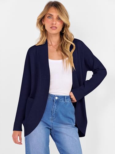 ANRABESS Womens Cardigan Sweaters Open Front Long Sleeve Shawl Neck Dressy Casual 2025 Trendy Fall Winter Knit Outerwear Coat2