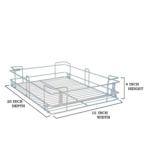 Image of BLOO BASKET 202modular kitchen accessories cabinet, 6-Piece Utensil Organizer, Stainless Steel, Silver (15 Inch Width * 20 Inch Depth, WITHOUT CHANNEL)